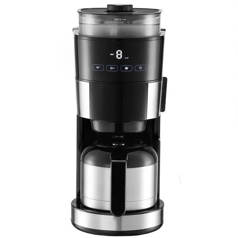 Coffee Maker with Grinder, 8 Cup Programmable Coffee Machine, Grind and Brew Coffee Maker with 24-Hour Timer for Auto Brew, Reusable Filter, for Home Office Restaurant