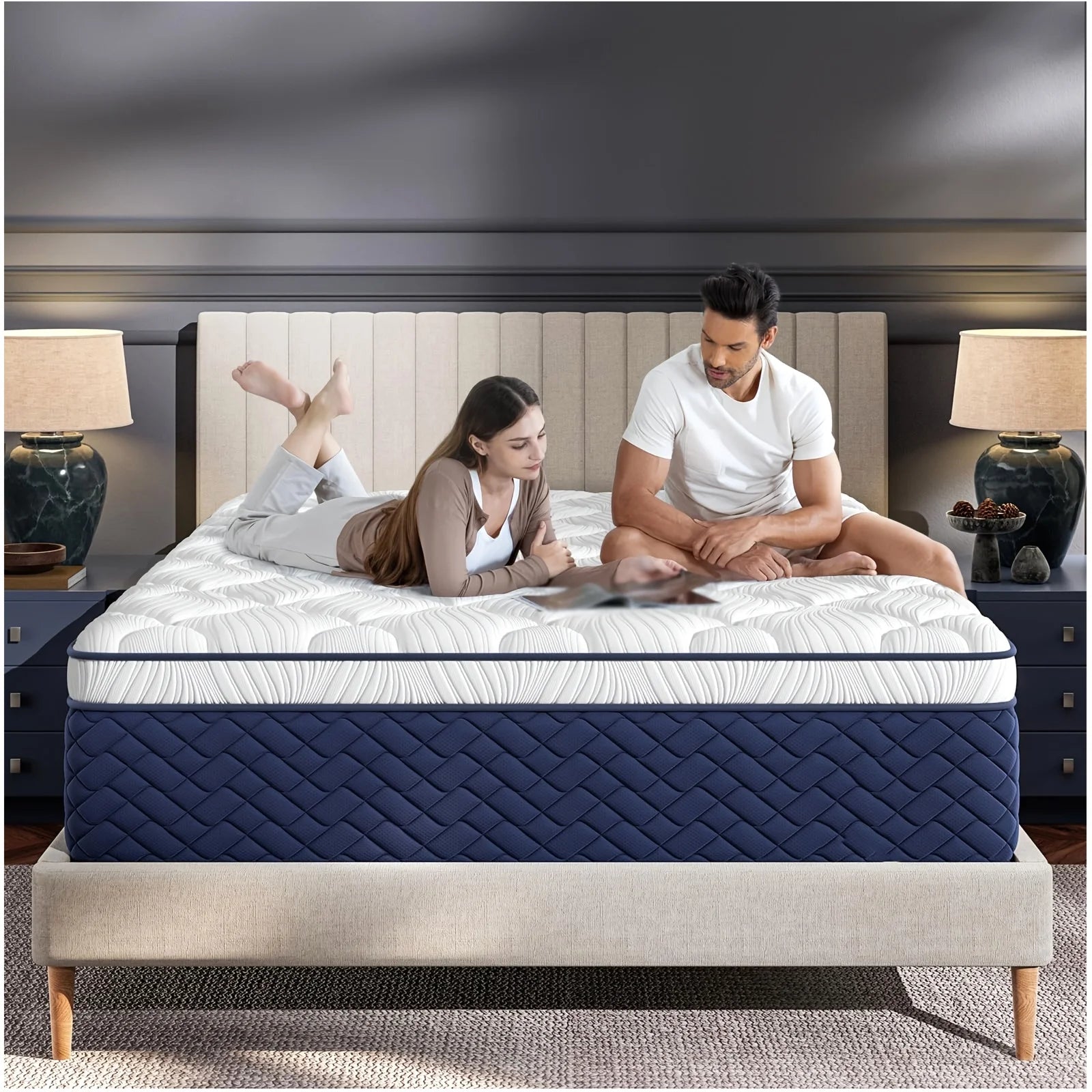 12-Inch Hybrid Mattress – Twin/Full/Queen/King Sizes, Memory Foam + Innerspring Support, Medium-Firm Feel, Enhanced Lumbar Zone, Easy Bed-in-a-Box Setup, Ideal for Home Bedrooms & Hotel Use