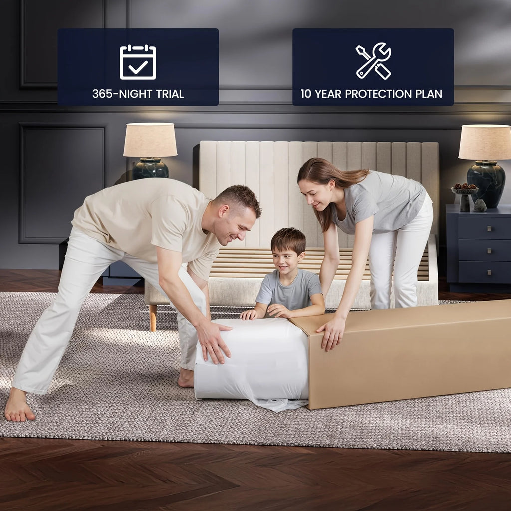 12-Inch Hybrid Mattress – Twin/Full/Queen/King Sizes, Memory Foam + Innerspring Support, Medium-Firm Feel, Enhanced Lumbar Zone, Easy Bed-in-a-Box Setup, Ideal for Home Bedrooms & Hotel Use
