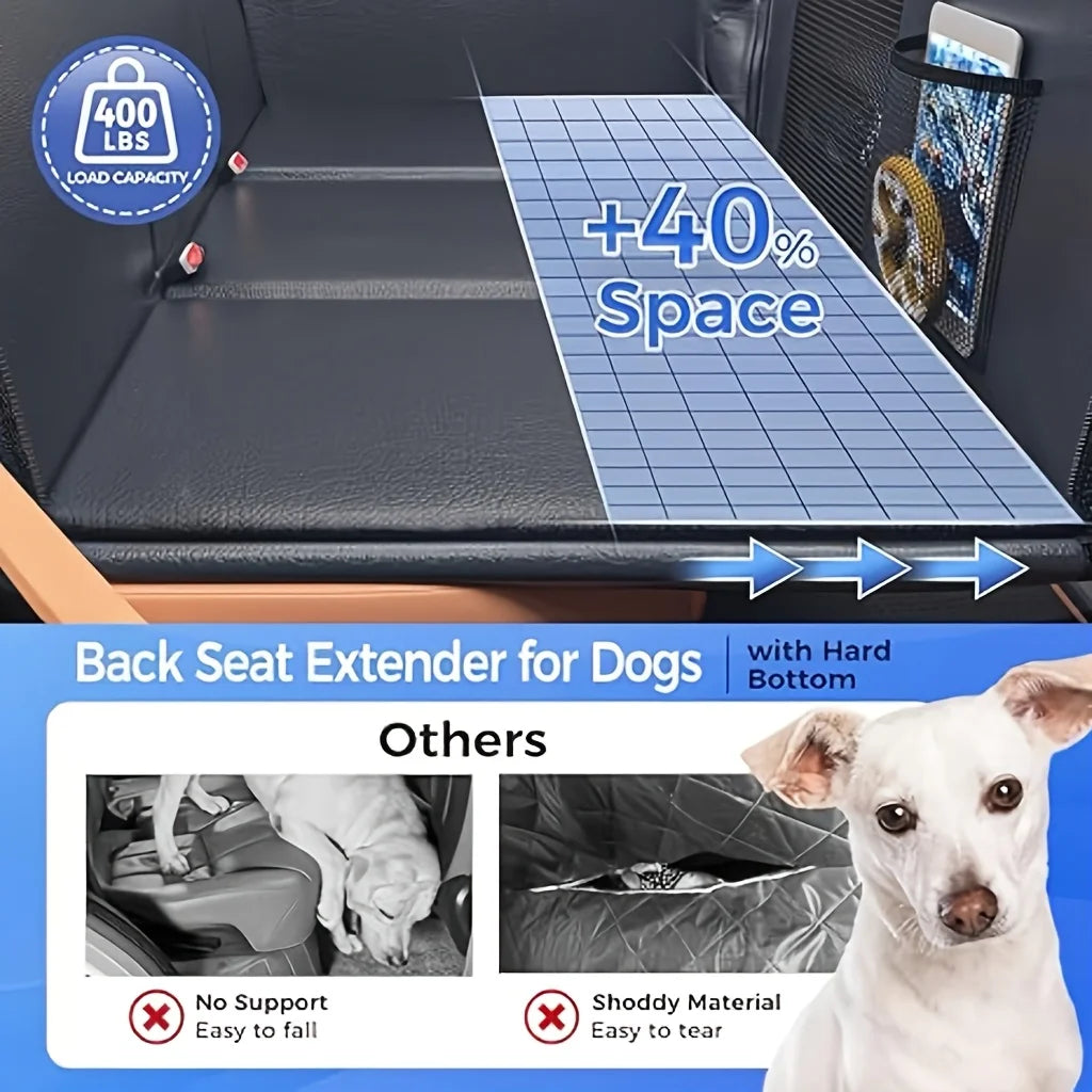 2025 New Material Dog Car Seat Extension Pad | Hard Bottom, Scratch-resistant and Non-slip Dog Hammock, Suitable for Cars and Off-road Vehicles, Load-bearing 400 Pounds, PVC Leather, Knit Fabric JUYHGV