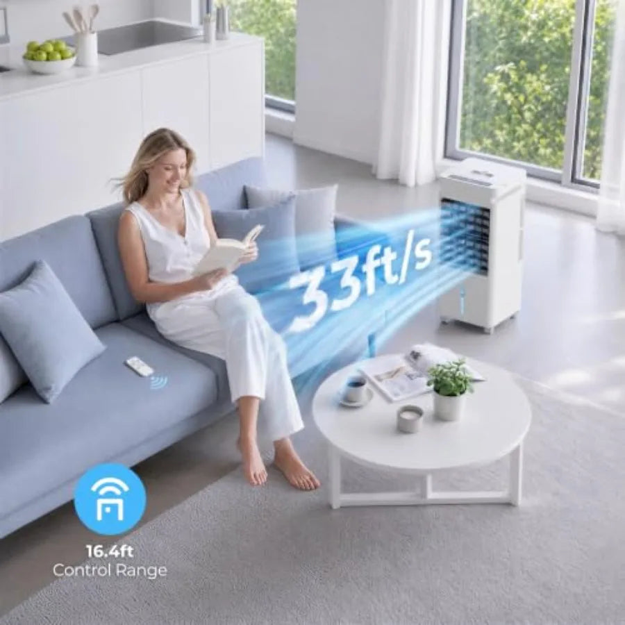 Portable Air Conditioners, 3 Wind Modes, 12 Speeds, 70° Oscillation, XL Water Tank, Evaporative Air Cooler, Swamp Cooler Air Co