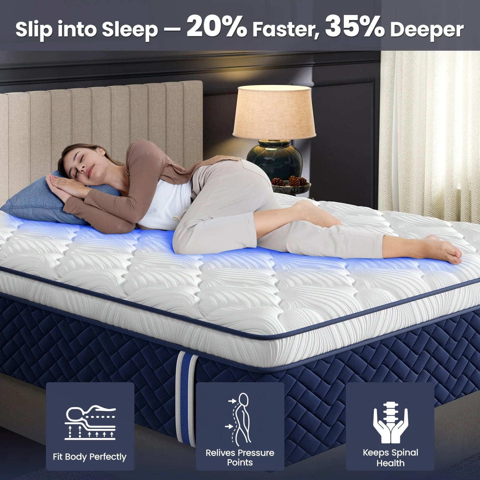 12-Inch Hybrid Mattress – Twin/Full/Queen/King Sizes, Memory Foam + Innerspring Support, Medium-Firm Feel, Enhanced Lumbar Zone, Easy Bed-in-a-Box Setup, Ideal for Home Bedrooms & Hotel Use