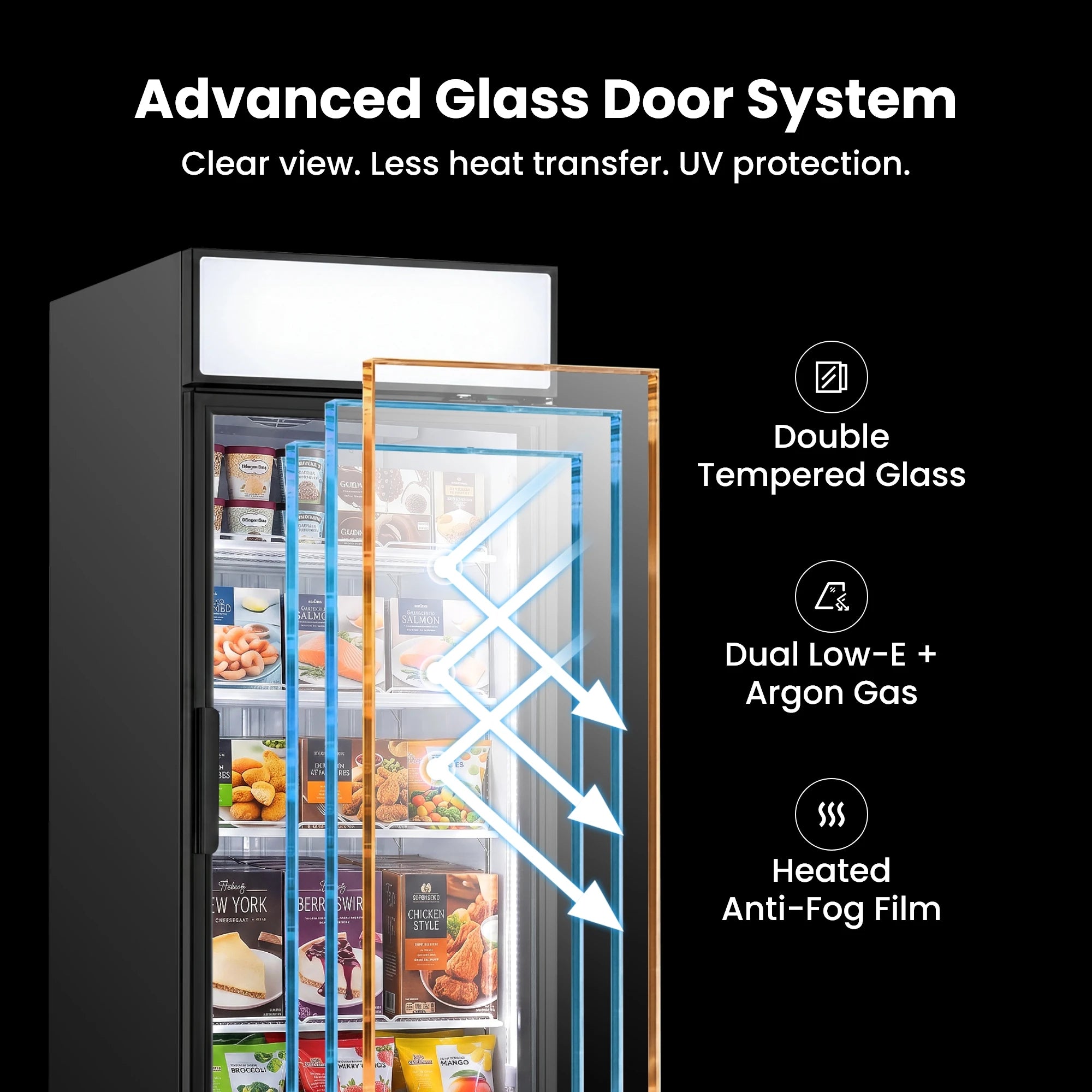 18.9 Cu.ft Display freezer 535L hot sale air cooling frostless Commercial freezer To store ice cream/cake/frozen semi-finished ingredients