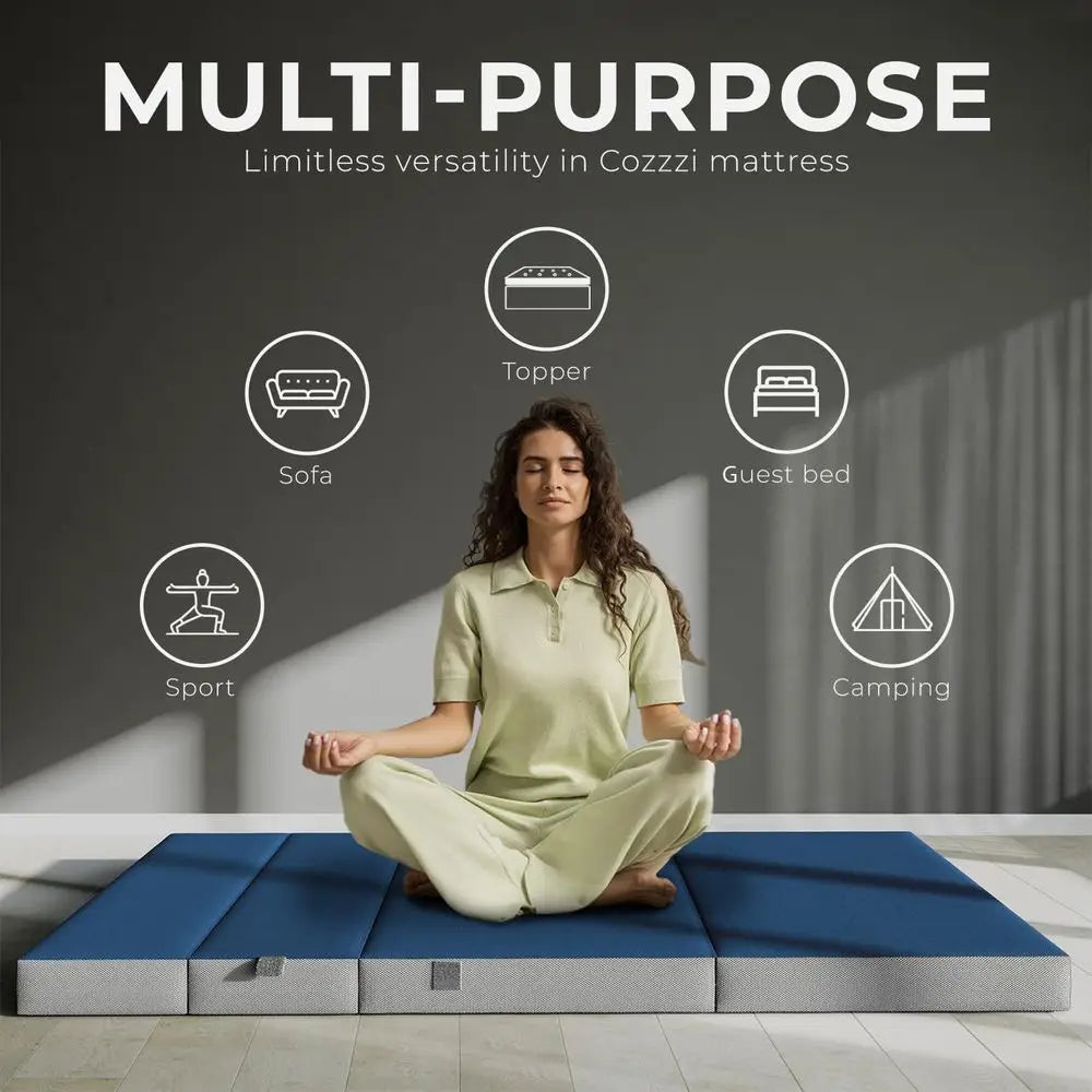 Portable 4 Twin Folding Mattress with Removable Cover - Compact, Lightweight for Adults & Kids, Easy Storage (75 x 39 x 4)