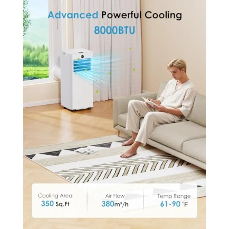 Portable Air Conditioners 8, 000 BTU, Quiet Air Conditioner Unit with WiFi/App Control, Dry, Fan, Cool, Sleep Modes 4-IN-1 AC U