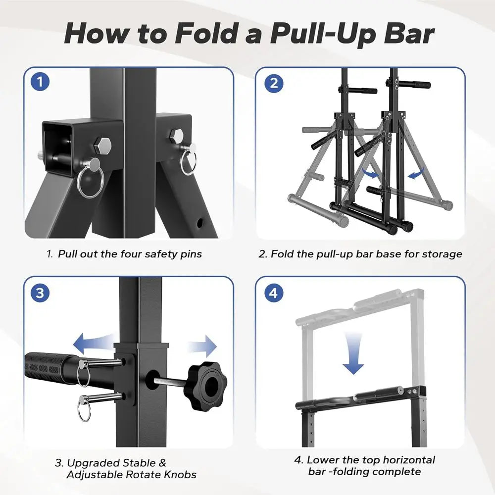 Adjustable Pull-Up Bar Station for Home Gym - Strength Training Equipment Supporting 480 LBS