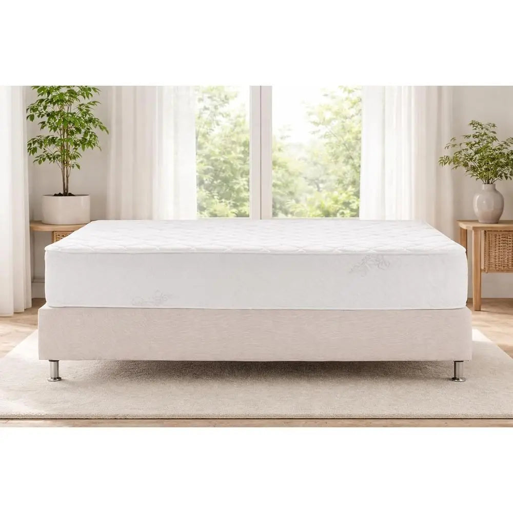 10 Inches White Euro Pillow Top Memory Foam and Spring Hybrid Mattress with Organic Cotton Cover - Queen Size Rolled in a Box