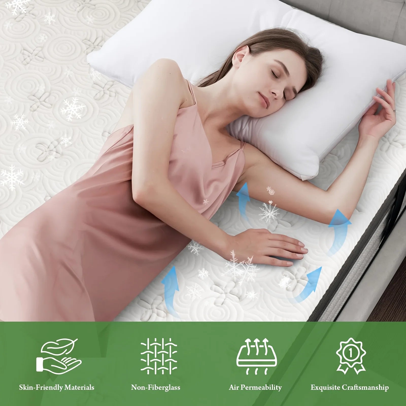 Premium Double/Full/Queen/King Mattress – Memory Foam + Pocketed Spring Hybrid Design for Home & Hotel Use | Ergonomic Back Support | Motion Isolation | Comfort-Focused Layered Construction | Easy-Setup Boxed Delivery | No