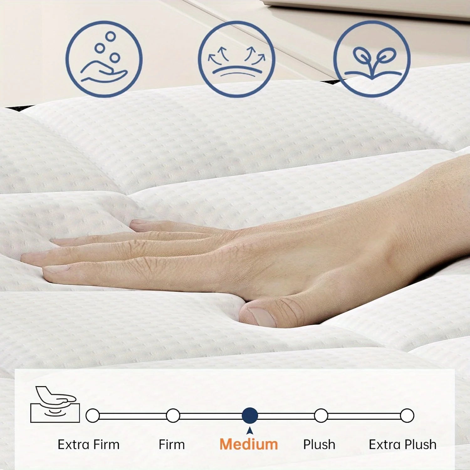 12 Inch Queen/King/Full Size Mattress - Medium Firm Support with Memory Foam & Pocket Springs, Lumbar Support, Plush Top Layer, Boxed Design, No Electricity/Battery-Free, Fire-Resistant Polyester Cover, Ideal for Home & Hotel