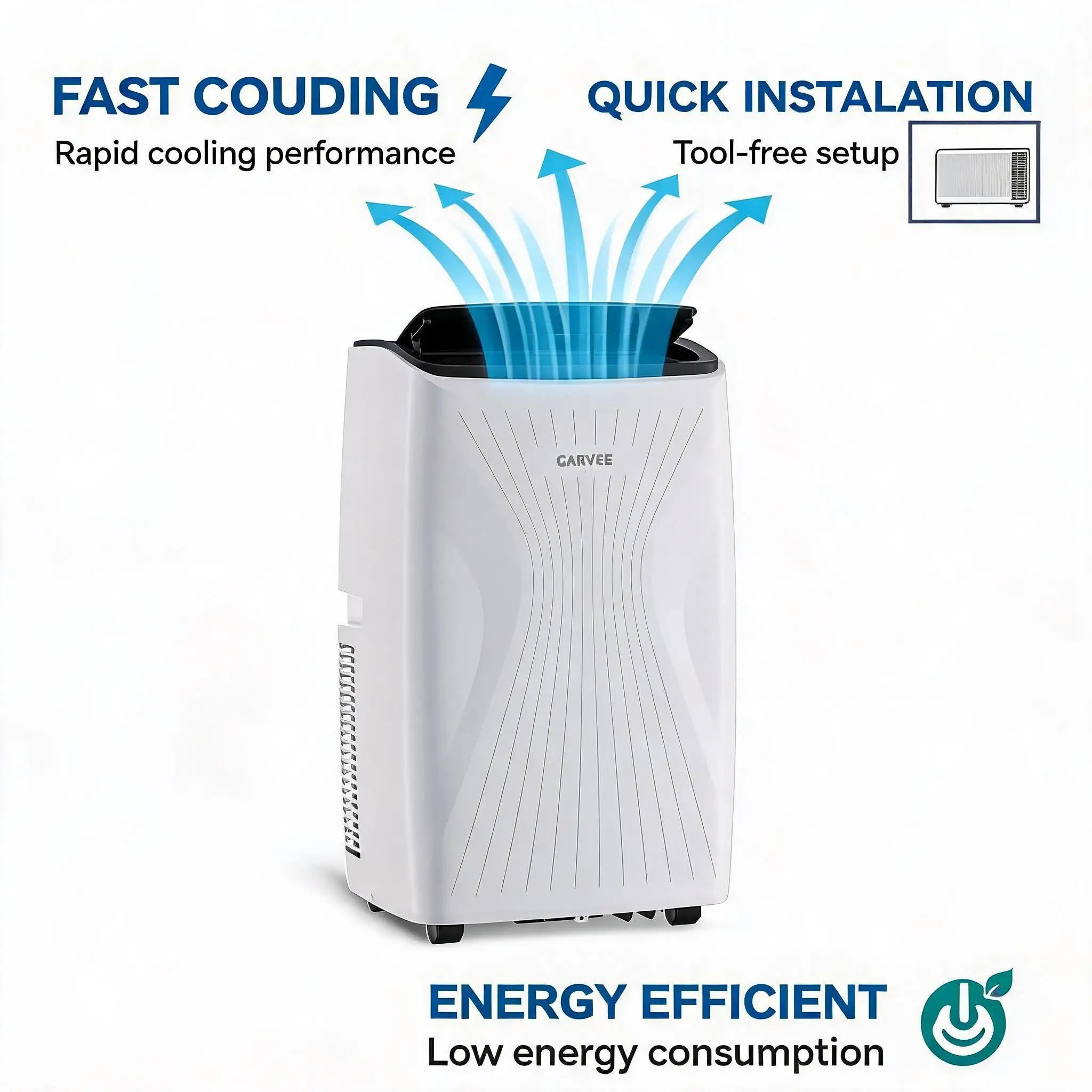 14000 BTU Portable Air Conditioner 3-In-1 Cool Fan Dehumidifier Efficient Cooling And Dehumidification Compact AC Unit Reliable Performance For Home Or Office