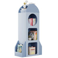 Kids Bookshelf & Toy Storage, 3-Tier Rocket Baby Book Shelf Side shelves, Wood Open Toddler Bookcase, Spacious Display Organizer