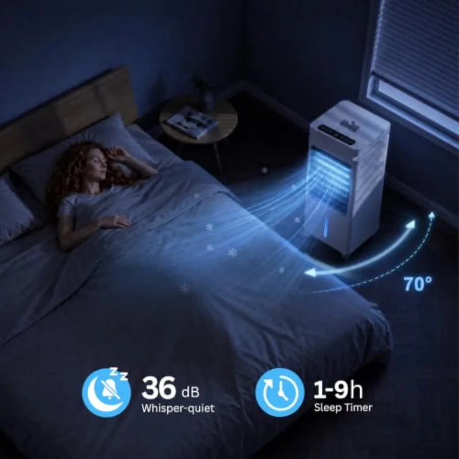 Portable Air Conditioners, 3 Wind Modes, 12 Speeds, 70° Oscillation, XL Water Tank, Evaporative Air Cooler, Swamp Cooler Air Co