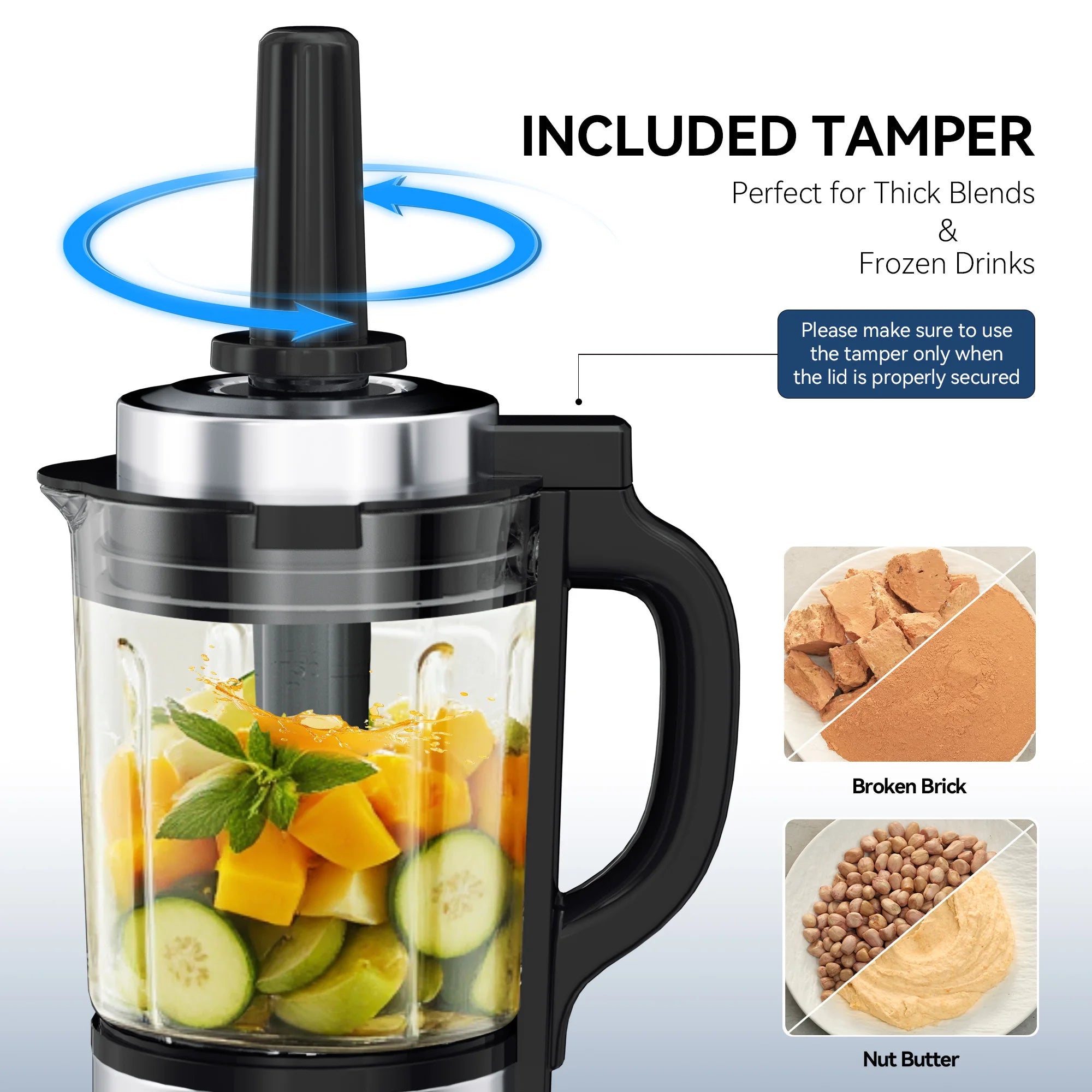 Glass Blenders for Kitchen with Tamper, 59oz, 1500W High Speed Food Processor, 14 Presets & Auto Clean Countertop Blender