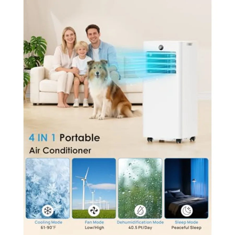 Portable Air Conditioners 8, 000 BTU, Quiet Air Conditioner Unit with WiFi/App Control, Dry, Fan, Cool, Sleep Modes 4-IN-1 AC U