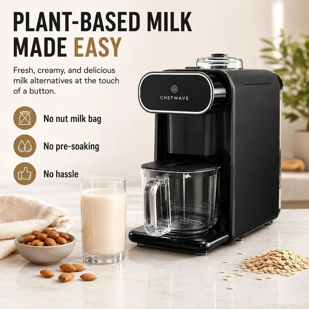 Milkmade Plant-Based Milk Maker, 6-in-1 Non-Dairy Milk hine or Almond, Oat, Soy, Cashew, Cnut & adamia Milk, No Sog, Auto-Clean,