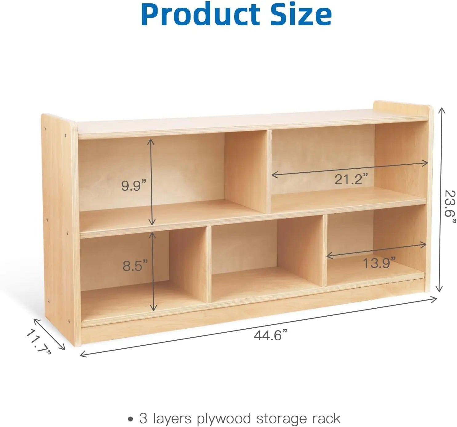 5-Section Wooden Storage Cabinet for Kids, Toy Organizer with 2 Shelves, Classroom and Playroom Shelf
